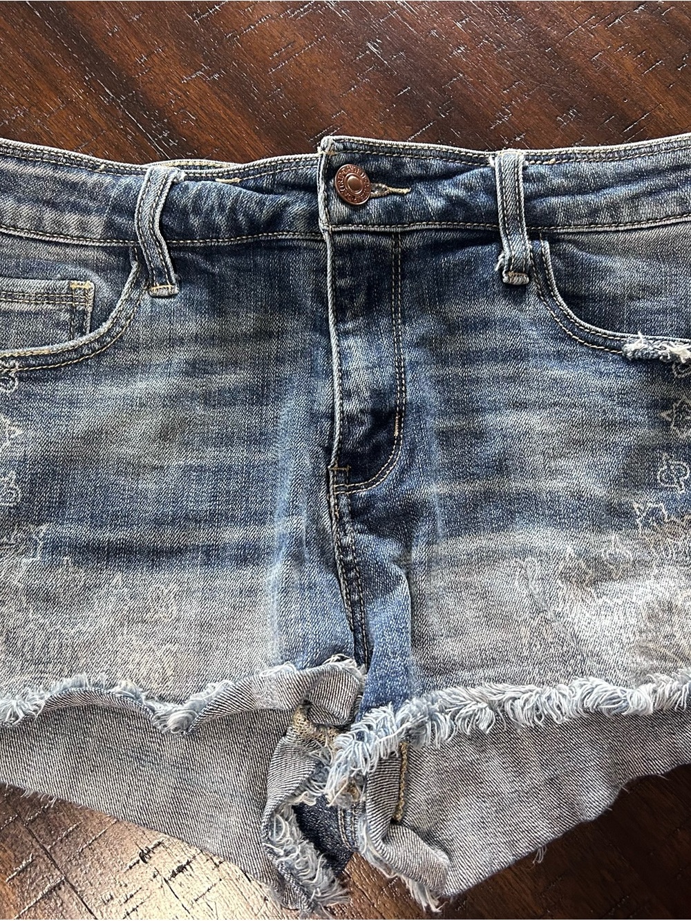 Daytrip Faded Blue Distressed Denim Cutoff Shorts